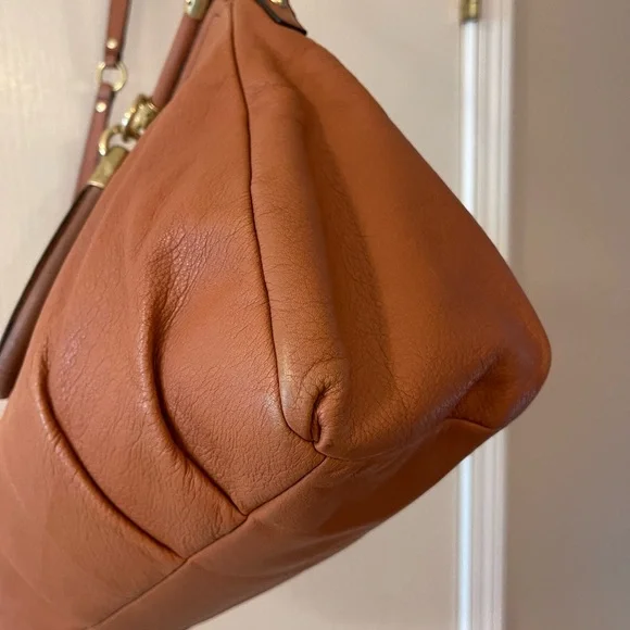 Coach Carrie Satchel in Cognac Leather with Gold Brass Accents - Picture 7 of 16